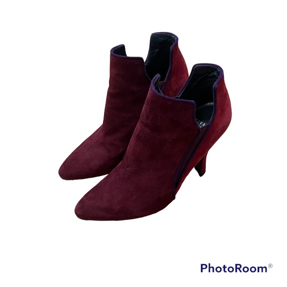 Stuart Weitzman Burgundy Suede Booties Size 7M - Picture 2 of 5